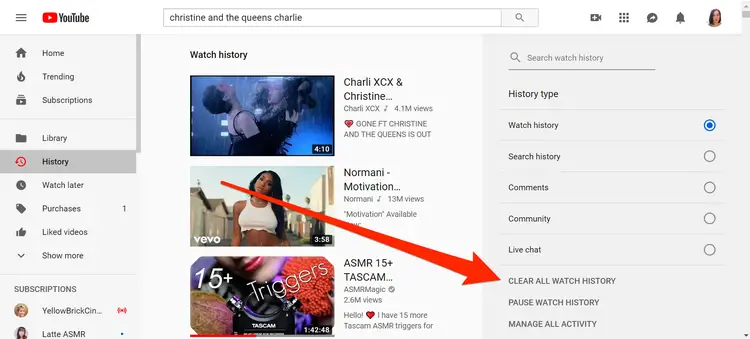 YouTube History Delete